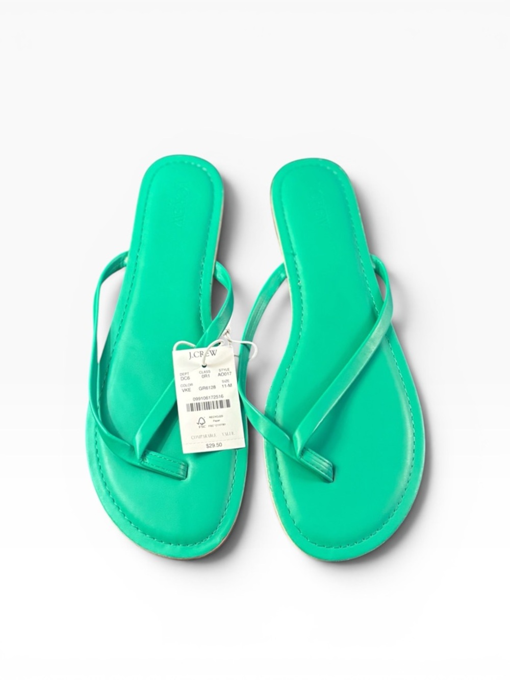 J. Crew Women's Teal Slim-Strap Flip Flop Sandals